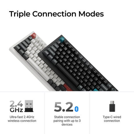 Keychron Q1 Ultra-M4 8K kabellose, benutzerdefinierte mechanische Tastatur (schwarz, US-Layout (QWERTY), Seidenpom-Banane, 75 %, RGB, Hot-Swap, 8 K, 2,4 GHz | Bluetooth 5.2 | USB-C)