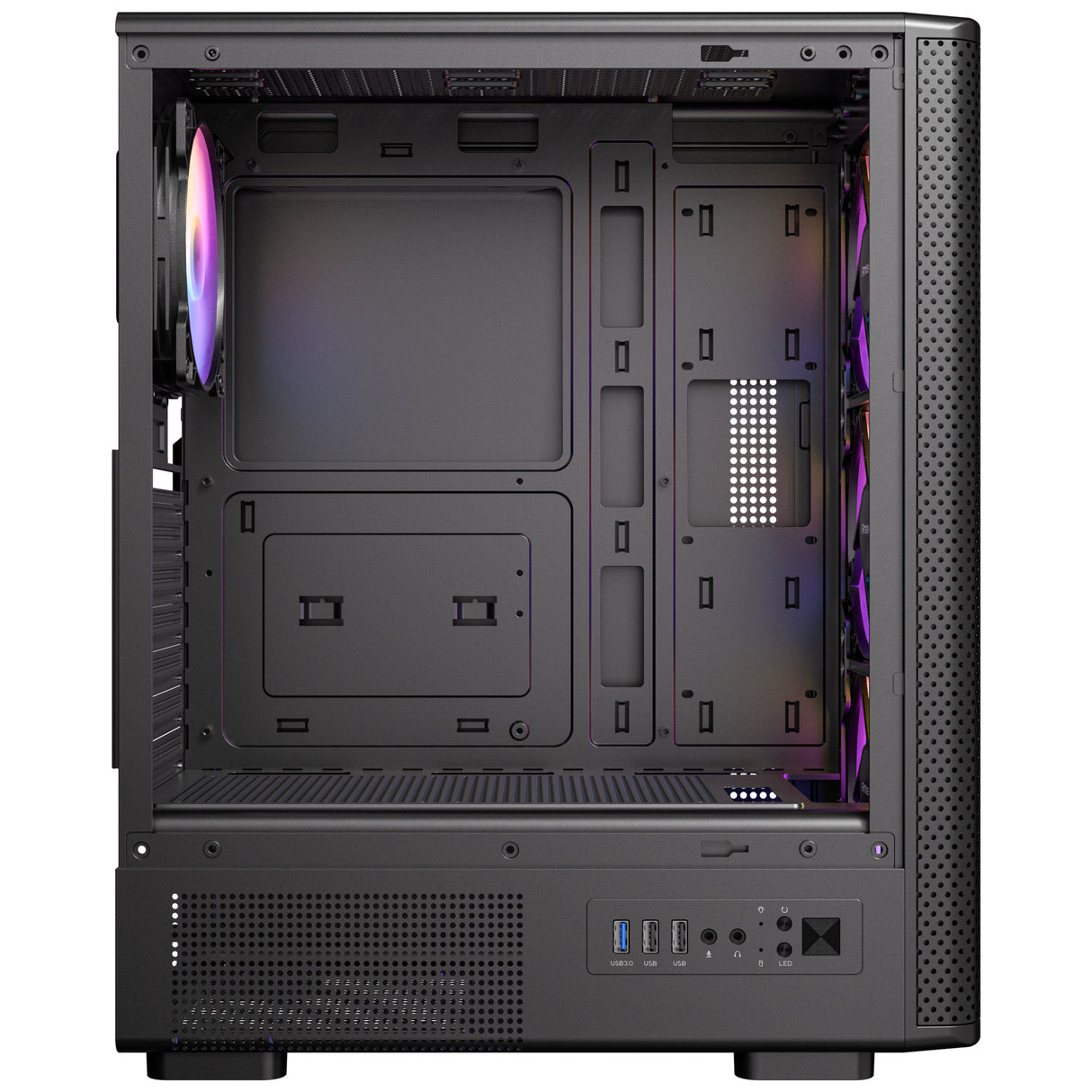 Antec VX310 ArGB Midi-Tower-Gehäuse (schwarz | 3x USB-A | gehärtetes Glas)