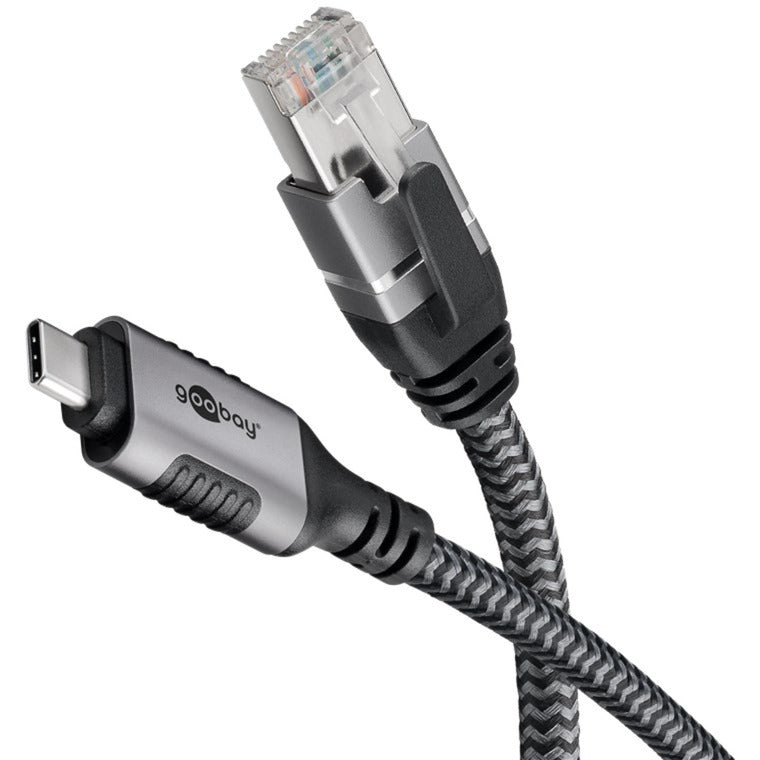 Goobay Netzwerkadapter USB-C 3.2 gen1 auf RJ-45 (Schwarz Silber, 2 Meter)