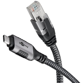 Goobay Netzwerkadapter USB-C 3.2 gen1 auf RJ-45 (Schwarz Silber, 2 Meter)