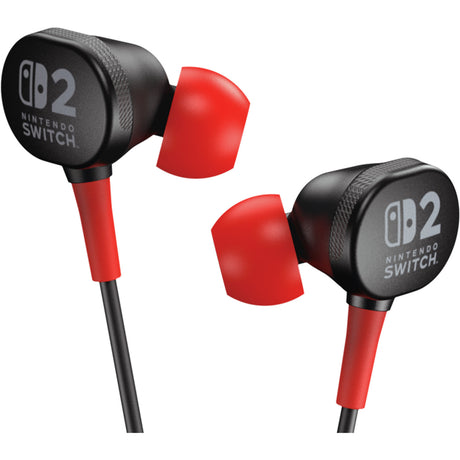 Powera kabelgebundene Ohrhörer für Nintendo Switch 2 In-Ear (schwarz rot, Nintendo Switch 2, Nintendo Switch, Nintendo Switch – OLED-Modell, Nintendo Switch Lite)