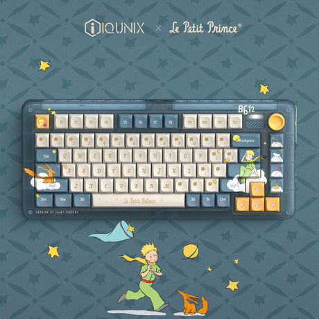 Iqunix ZX75 Sky Encounter kabellose mechanische Tastatur (blau, US-Layout (QWERTY), Iqunix Silent Rose, 75 %, RGB-LEDs, Hot-Swap-fähig, Double-Shot PBT, 2,4 GHz | Bluetooth 5.1 | USB-C)