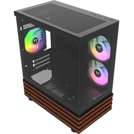 Thermaltake View 170 WS ArGB Mini-Tower-Gehäuse (schwarze Holzfarbe | 2x USB-A | RGB | Fenster)