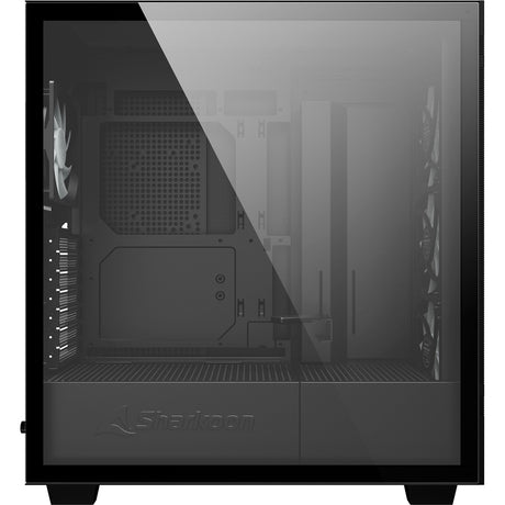 Sharkoon Rebel C50 schwarzes RGB-Midi-Tower-Gehäuse (schwarz | 2x USB-A | 1x USB-C | RGB | gehärtetes Glas)