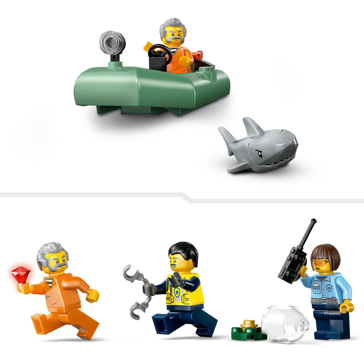 Lego® City-Verfolgungsjagd mit Polizeiboot, wirklich schwimmfähig – 60456