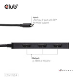 Club 3D USB-C auf Triple HDMI MST Hub 4K60Hz Adapter (Schwarz)