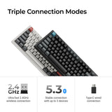 Keychron q3 ultra-m4 8k wireless custom mechanical keyboard (zwart, us lay-out (qwerty), silk pom banana, 80% (tkl), rgb, hot swap, 8k, 2.4 ghz | bluetooth 5.2 | usb-c)