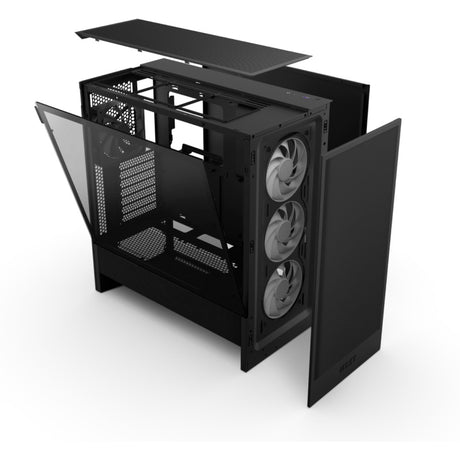 Nzxt H5 Flow RGB V2 Midi-Tower-Gehäuse (schwarz | 1x USB-A | 1x USB-C | RGB | gehärtetes Glas)