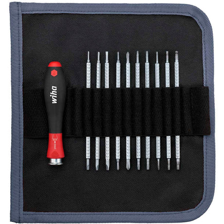 Wiha Schraubendreher mit Wechselklingensatz System 4 (schwarz rot, 11-teilig, inkl. Rollkoffer)