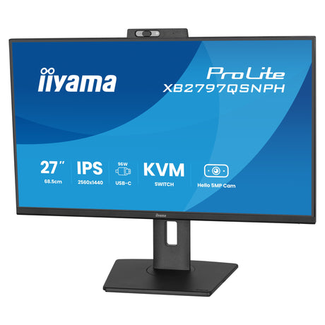 Iiyama Prolite xb2797qsnph-b1 27 Monitor (schwarz, HDMI, Displayport, USB-C, LAN, Audio, Webcam)