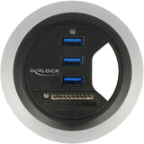 Delock In-Desk Hub 3 Port USB 3.0 + 2 Slot SD-Kartenleser