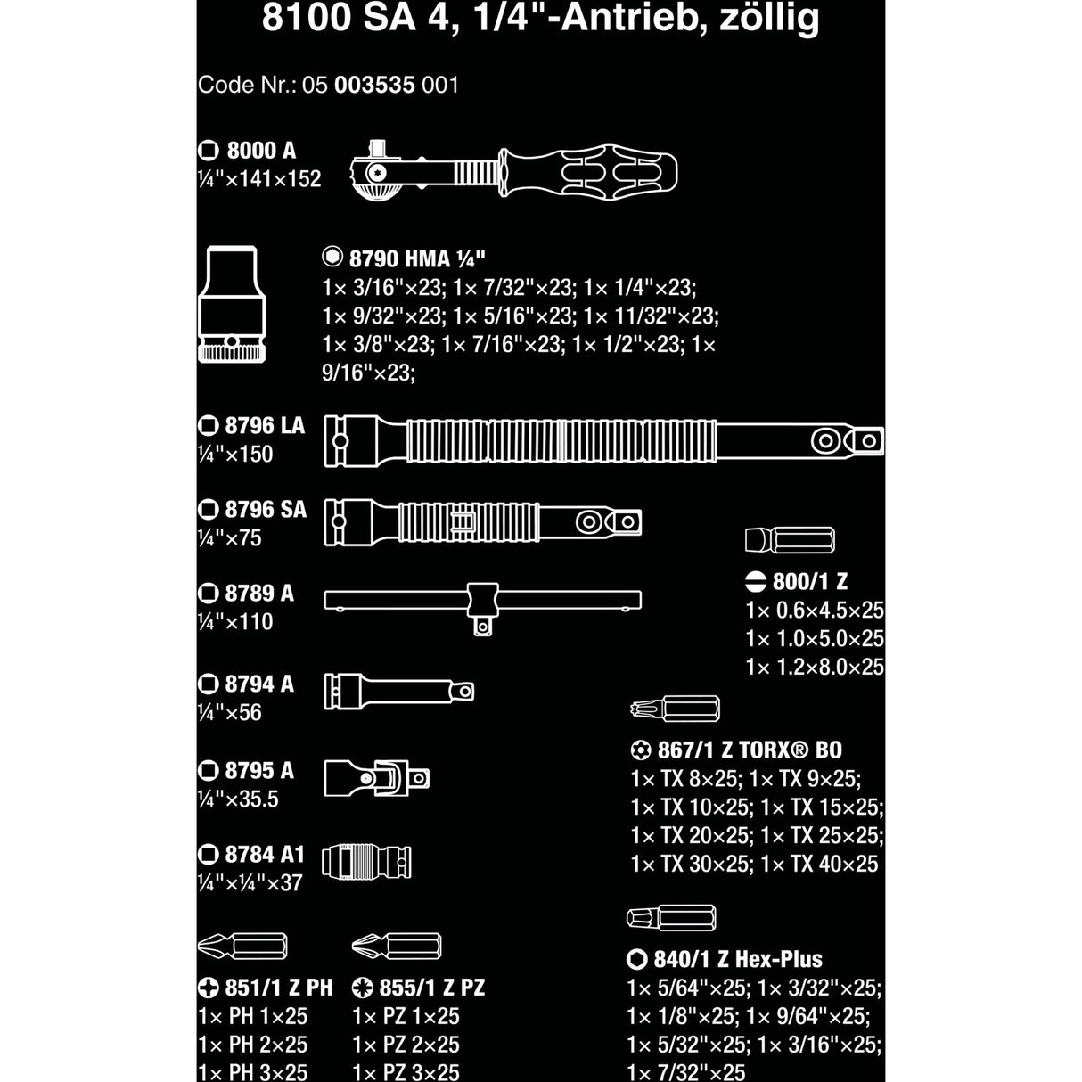 Wera 8100 SA 4 Zyklop Speed ​​Ratelset, 1 4