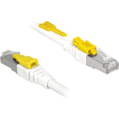 Delock Patchkabel STP, RJ-45 sicher mit Cat.6a (weiß, 85330, 0,5 Meter)