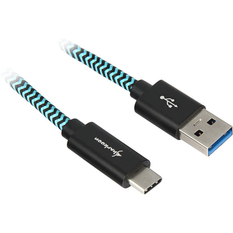 Sharkoon USB 3.2 Kabel, USB-A > USB-C (schwarz hellblau, 0,5 Meter)