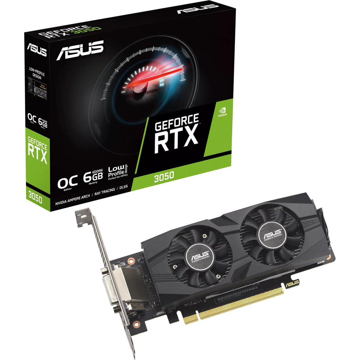 Asus geforce rtx 3050 lp brk oc edition 6gb gddr6 grafische kaart (1x displayport, 1x hdmi 2.1, 1x dvi-d)