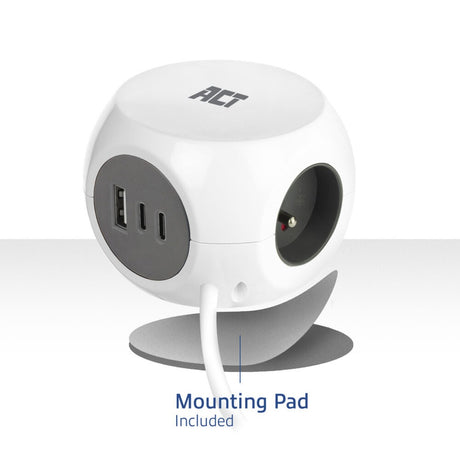 Act-Konnektivität: Act-Steckdosenleiste mit 3 Steckdosen, 30 W Stromversorgung, USB-C-A-Anschlüssen, Kabellänge 1,5 m, AC2425