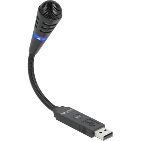 Delock USB-Schwanenhalsmikrofon mit Mute-Taste (schwarz)