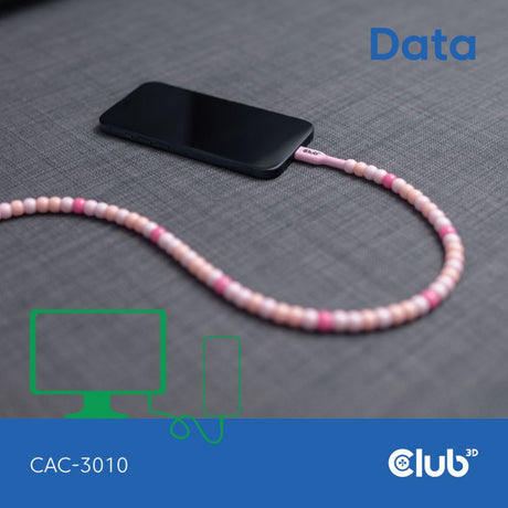 Club 3D USB-C Perlenkabel rosa, 2 Meter Kabel (rosa)