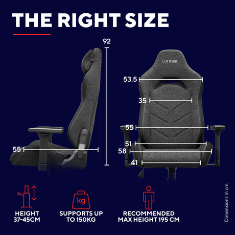 Trust gxt 723 ruya comfortabele stoffen gaming stoel (grijs)