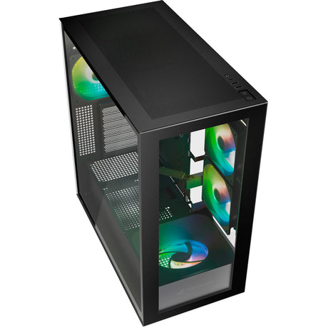 Sharkoon Rebel C60 RGB Midi-Tower-Gehäuse (schwarz | 2x USB-A | 1x USB-C | RGB | gehärtetes Glas)
