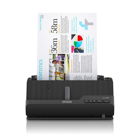 Epson ES-C320W kompakter A4-Dokumentenscanner mit WLAN-Konnektivität und U-Path (Schwarz, A4, A5, A6, B5)