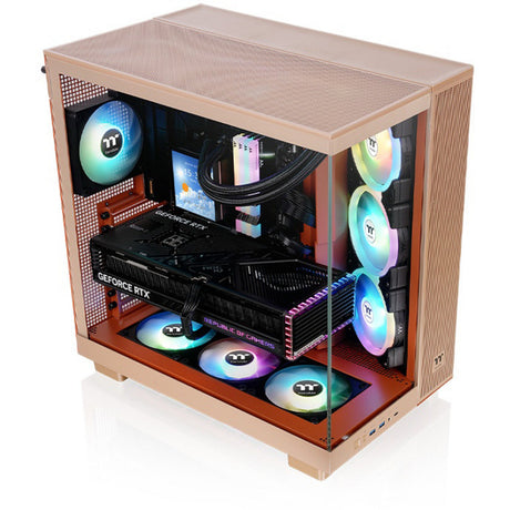 Thermaltake View 380 XL TG ARGB Gravel Sand Midi Tower Gehäuse (hellbraun | 2x USB-A | 1x USB-C | RGB | Fenster)