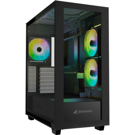Sharkoon Rebel C60 RGB Midi-Tower-Gehäuse (schwarz | 2x USB-A | 1x USB-C | RGB | gehärtetes Glas)