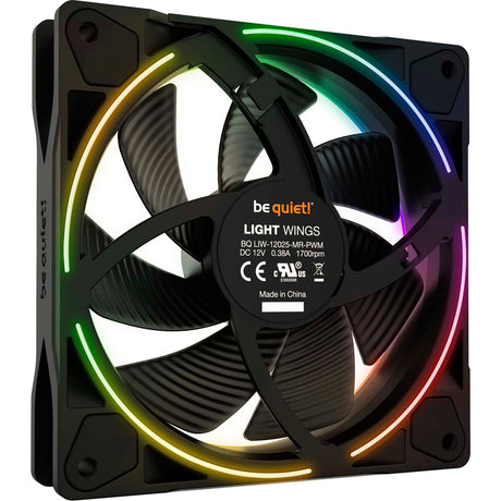 Ruhig sein! Light Wings PWM RGB Gehäuselüfter (schwarz, 3 Stück, 120 x 120 x 25 mm)