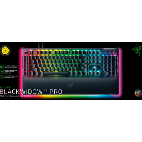 Mechanische Gaming-Tastatur Razer Blackwidow V4 Pro RGB (Schwarz, US-Layout (QWERTY), Gelb, 100 %)