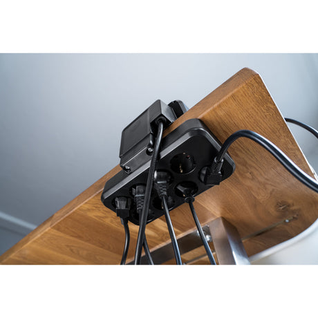 Brennerstuhl brennerstuhl®estilo Duplex-Steckdose, 1x USB C, 1x USB A, 10x Schutzkontaktsteckdosen, Silber Schwarz - 1153580200