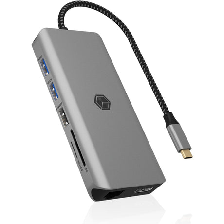 Icy Box ib-dk4061-cpd Dockingstation (anthrazit, USB-A, USB-C, HDMI, Kartenleser, Gigabit LAN)