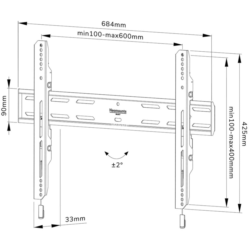 Neomounts > wl30s-850bl16 Select-Bildschirmwandhalterung, fest, 40 - 82, 600 x 400 mm