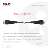 Club 3D HDMI-Hybrid-AOC-Kabel 8K60Hz 4K120Hz, 100 m Kabel (schwarz)