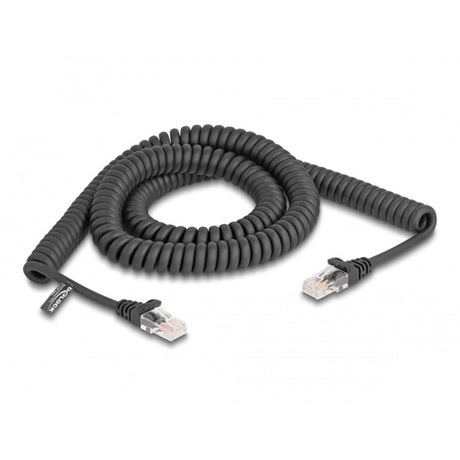 Delock RJ-45 Spiralkabel Stecker auf Stecker Cat.5e (schwarz, 3 Meter)