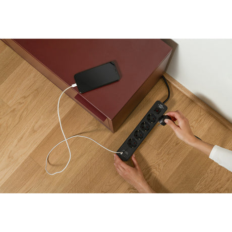 Brennerstuhl ecolor 4-fach Steckdosenleiste mit 2 USB-Ladeanschlüssen, Steckdosenleiste (schwarz, 2x USB-C)