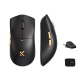 Mchose k7 ultra lightweight wireless gaming mouse (zwart goud, rgb, usb 2.4 ghz, 42.000 dpi)