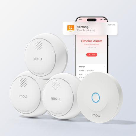 Imou intelligenter Rauchmelder – ZSM1-Bundle (weiß, 3 Stück + ZG2S Smart Gateway, ZigBee)