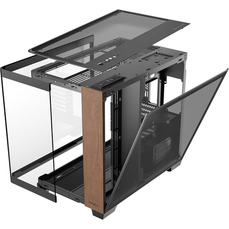 Antec C8 Curve Wood Midi-Tower-Gehäuse (schwarze Holzfarbe | 2x USB-A | 1x USB-C | gehärtetes Glas)