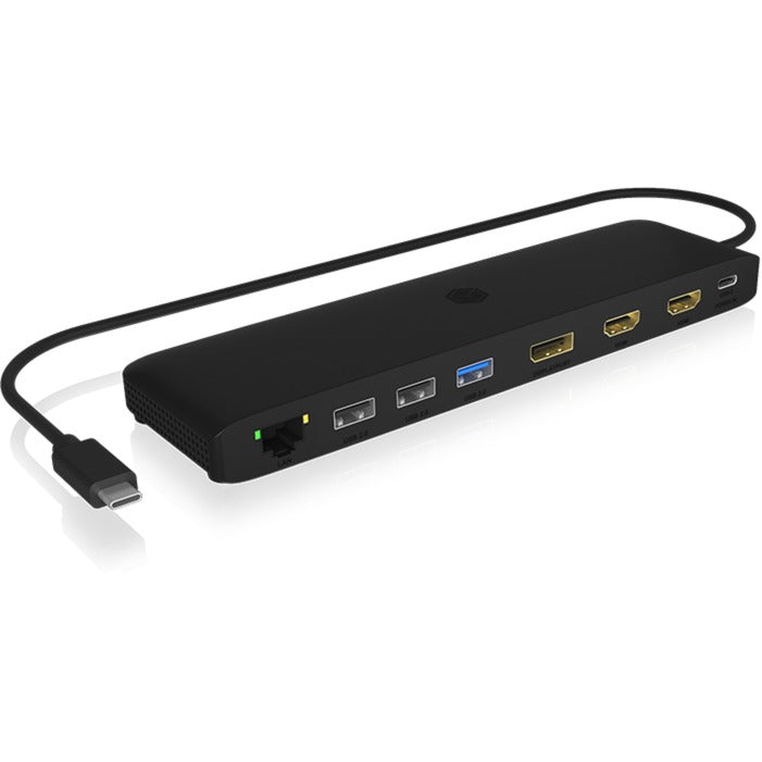 Icy Box ib-dk2116-c 11-in-1 mobile Dockingstation mit dreifachem Videoausgang (schwarz, HDMI, Displayport, LAN, USB Typ-C)