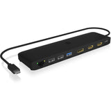 Icy Box ib-dk2116-c 11-in-1 mobile Dockingstation mit dreifachem Videoausgang (schwarz, HDMI, Displayport, LAN, USB Typ-C)