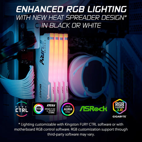 Kingston Fury 16 GB DDR5-5600 RAM (weiß, KF556C40BWA-16, Beast RGB, XMP)