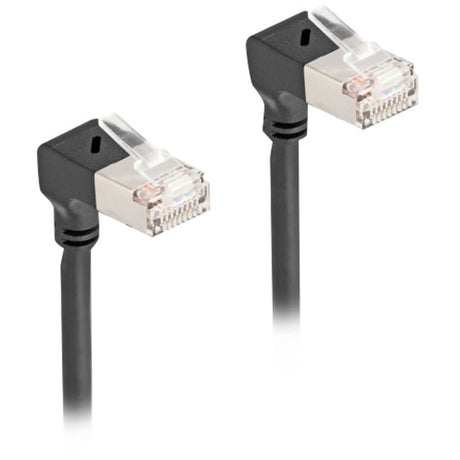 Delock RJ45 Netzwerkkabel Cat.6a S FTP Slim 90° nach unten nach unten gewinkelt 1 m Kabel (schwarz)
