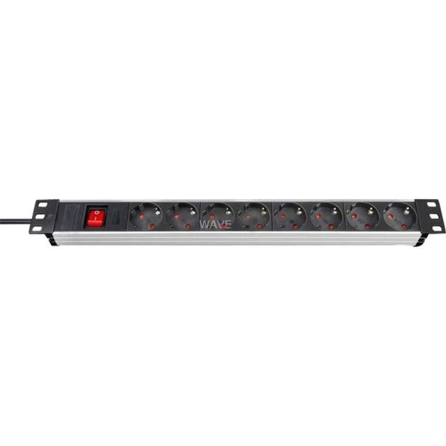 Brennerstuhl premium-line technic alu 19 8x Steckdose (Aluminium schwarz, 1390007018, für 8 Stecker)