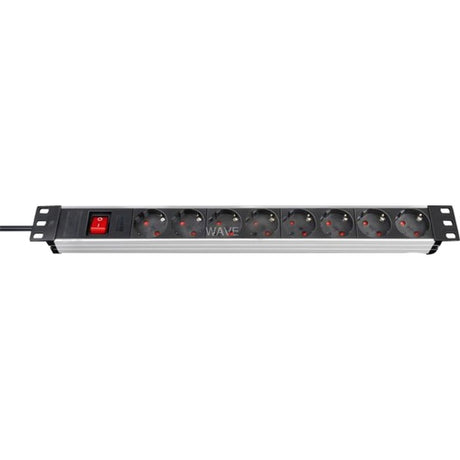 Brennerstuhl premium-line technic alu 19 8x Steckdose (Aluminium schwarz, 1390007018, für 8 Stecker)
