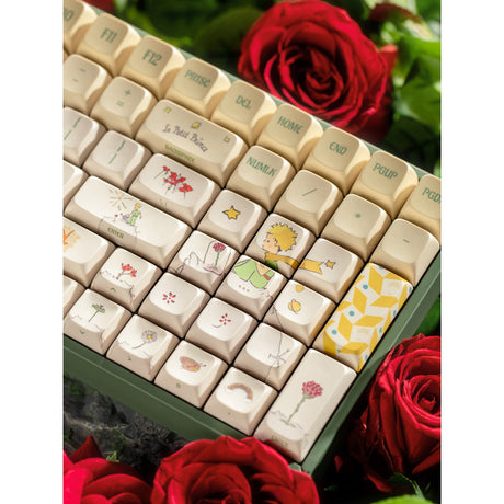 Iqunix F97 Floral Date RGB mechanische Gaming-Tastatur (grün, US-Layout (QWERTZ), Gateron-Rot, 96 %, RGB-LEDs, Hot-Swap-fähig, PBT, 2,4 GHz | Bluetooth 5.1 | USB-C)