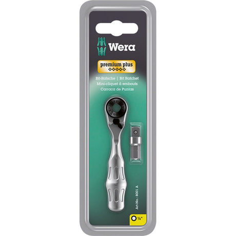 Wera 8001 Bit-Ratsche ¼ SB mit ¼ Adapter, 2-teilig – 1 Stück – 05073230001