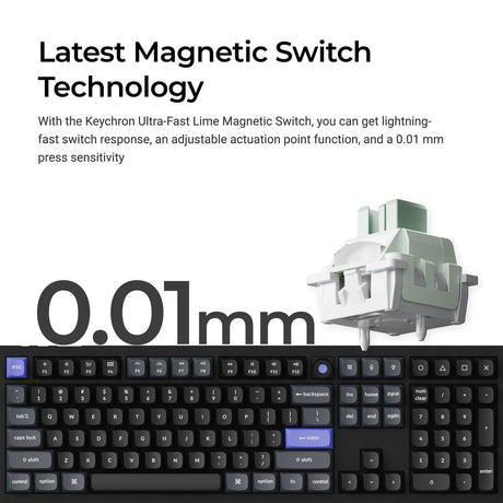 Keychron Q6 HE 8K Magnetschalter-Tastatur (schwarz, US-Layout (QWERTY), ultraschnelles Lime, 100 %, RGB, Hot-Swap, 8K)