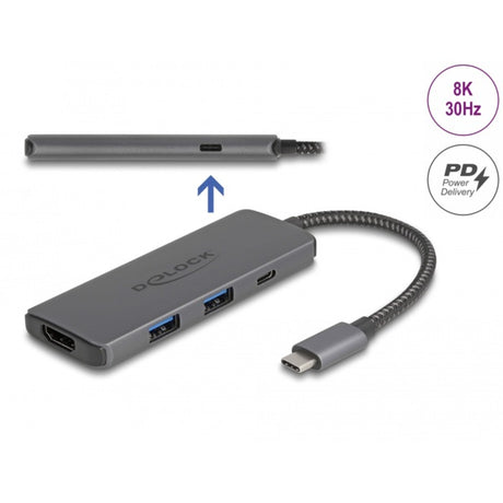 Delock USB Typ-C Dockingstation 8k (dunkelgrau, HDMI, USB, PD 3.0 100 W)