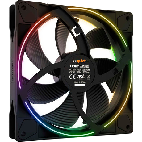 Ruhig sein! Light Wings PWM RGB Gehäuselüfter (schwarz, 140 x 140 x 25 mm)