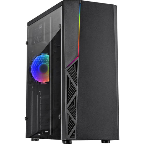 Inter-Tech B-02 RGB-Midi-Tower-Gehäuse (schwarz | 3x USB-A | RGB | Fenster)